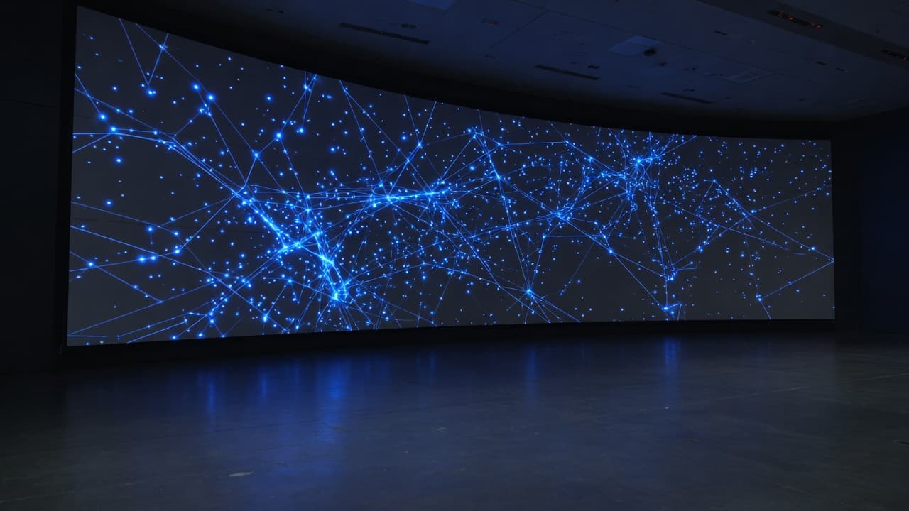 Network operations wall, dark data hall, and fiber plant